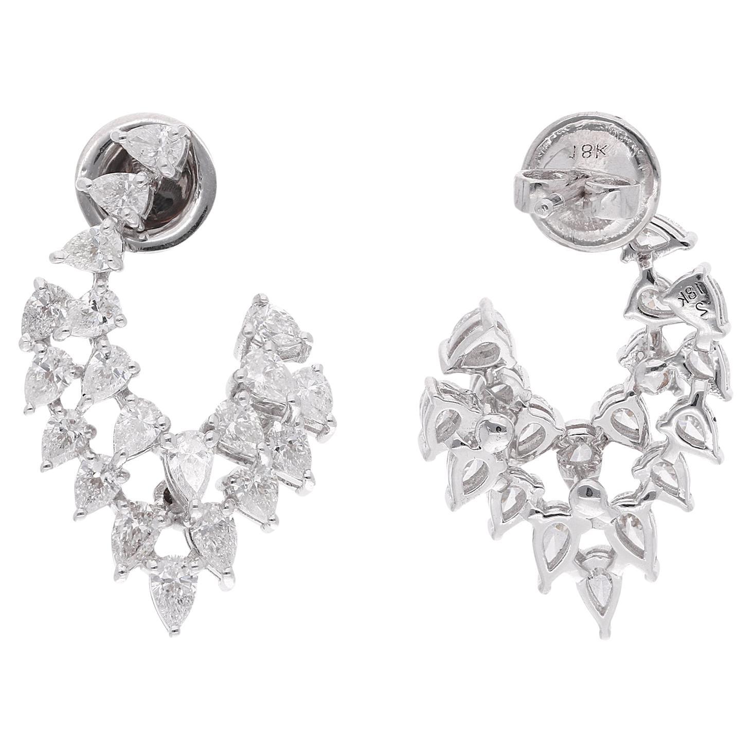 Boucles d'oreilles en diamant naturel de 2,76 carats en forme de poire Or blanc 18 carats Bijoux fins en vente
