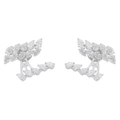Boucles d'oreilles veste en or blanc 14 carats avec diamants naturels taille poire de 2,76 carats SI/H