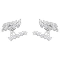 Pendientes de oro blanco de 14 quilates con forma de chaqueta de diamantes pera SI/H naturales de 2,76 quilates