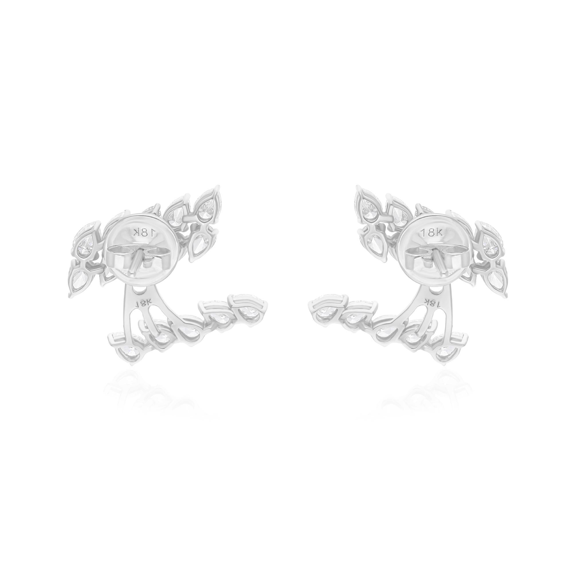 Pear Cut Natural 2.76 Carat SI/H Pear Diamond Jacket Earrings 18 Karat White Gold Jewelry For Sale