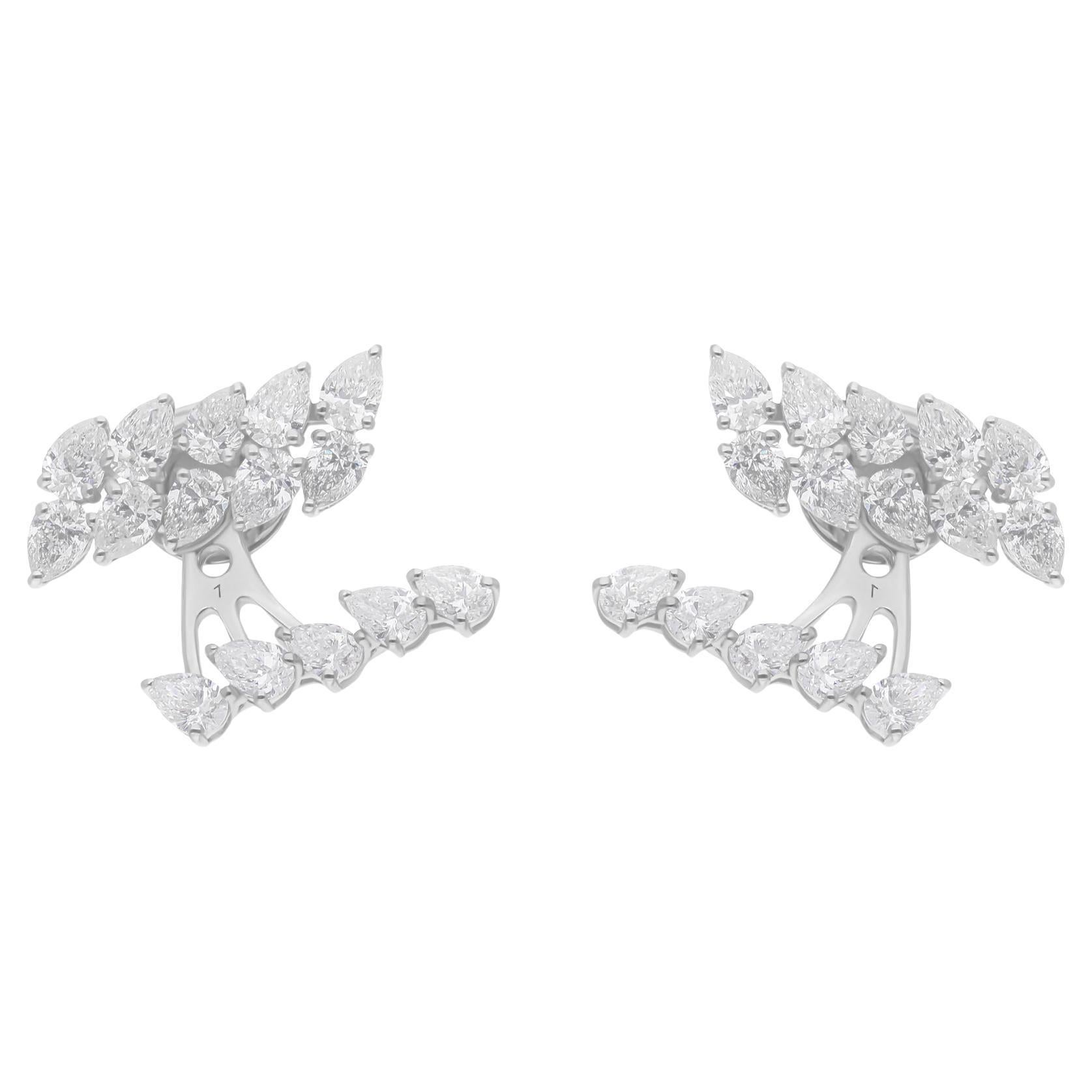 Natural 2.76 Carat SI/H Pear Diamond Jacket Earrings 18 Karat White Gold Jewelry