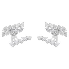 Pendientes de oro blanco de 18 quilates con forma de chaqueta de diamantes pera SI/H naturales de 2,76 quilates