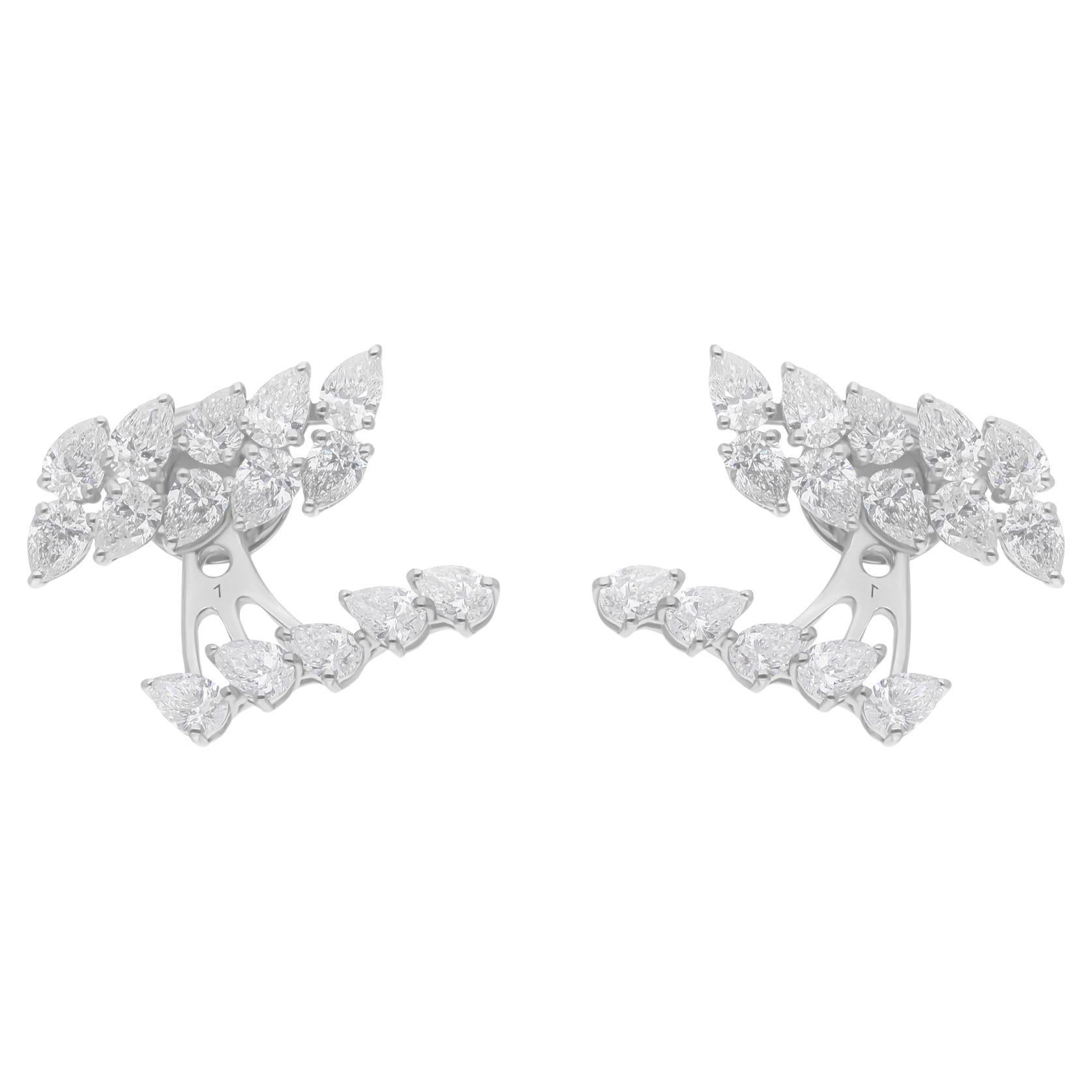 Pendientes de oro blanco de 18 quilates con forma de chaqueta de diamantes pera SI/H naturales de 2,76 quilates