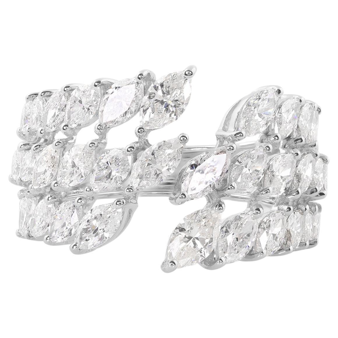Bague manchette en or blanc 14 carats avec diamants marquises naturels de 2,77 carats en vente