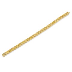 Natural 27.80 Ct TW Radiant-Cut Fancy Yellow Diamond Bracelet, 18K Yellow Gold