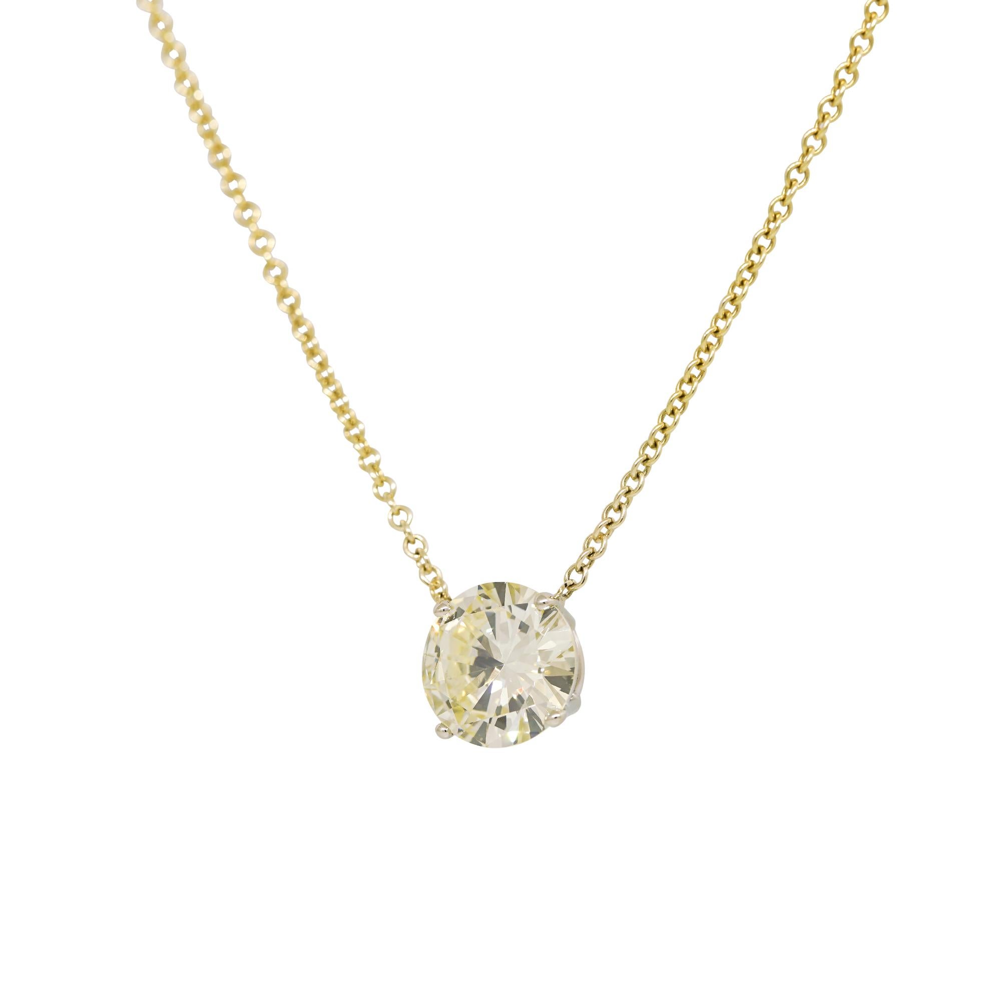 Moderne Collier flottant en or 14 carats avec diamants ronds brillants naturels de 2,79 carats en vente