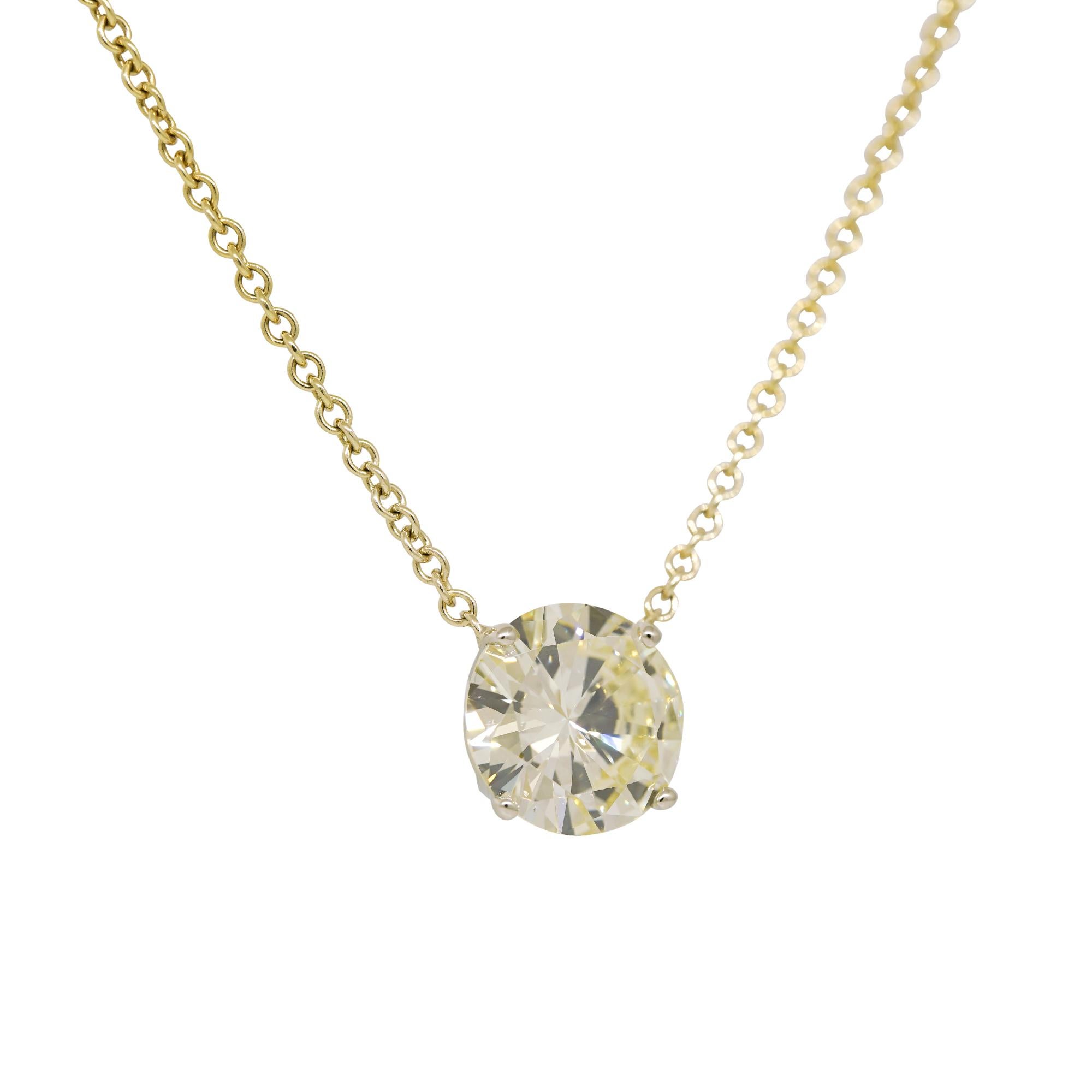 Taille ronde Collier flottant en or 14 carats avec diamants ronds brillants naturels de 2,79 carats en vente