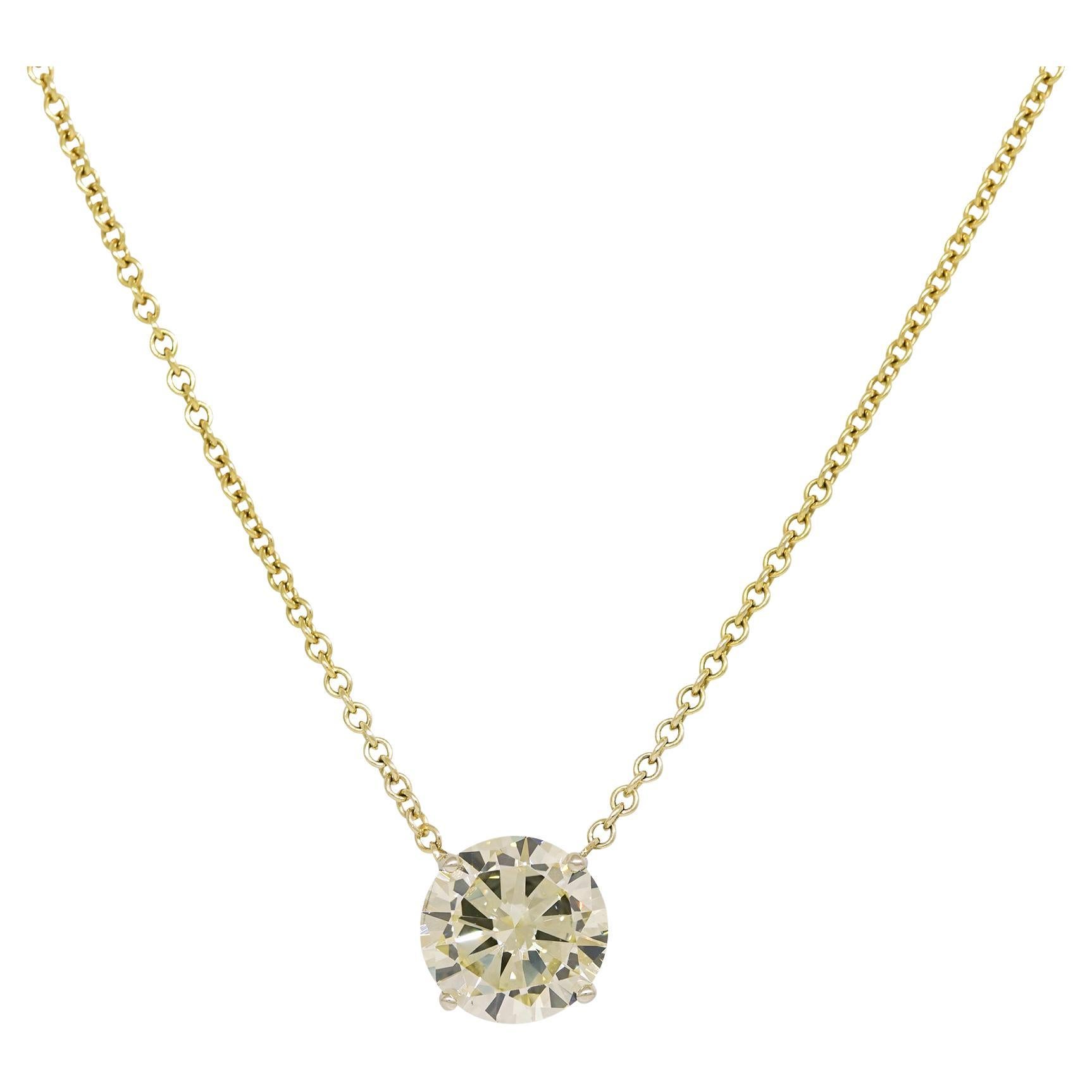 Natural 2.79 Carat Round Brilliant Diamond 14-Karat Floating Necklace In Stock