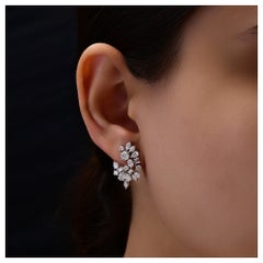 Natürliche 2,79 Karat Diamanten Multi Form Cluster Hoop Ohrringe 18k Weißgold