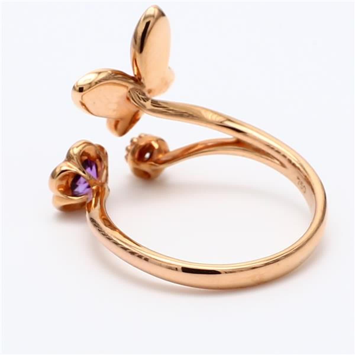 Contemporary Natural Amethyst and White Diamond .32 Carat TW Rose Gold Fashion Ring For Sale