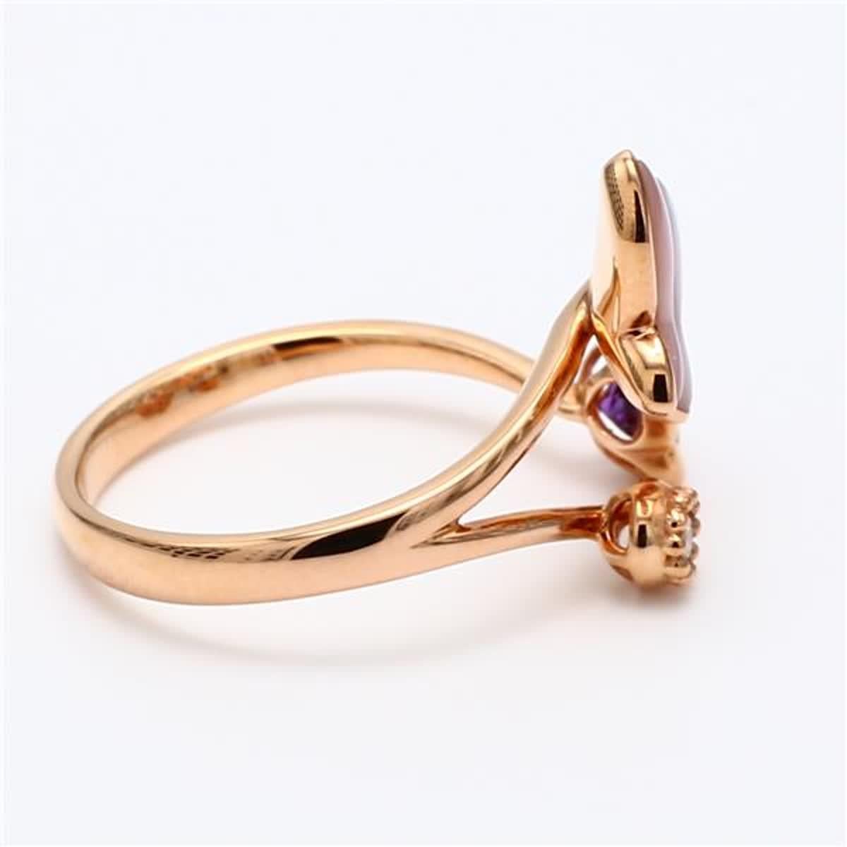 Natural Amethyst and White Diamond .32 Carat TW Rose Gold Fashion Ring In New Condition For Sale In New York, NY
