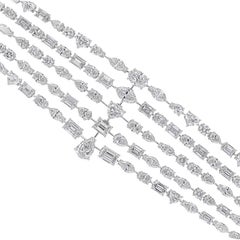 Natürliche 28.07 Karat SI/H Multi Shape Diamant Choker Halskette 18 Karat Weißgold