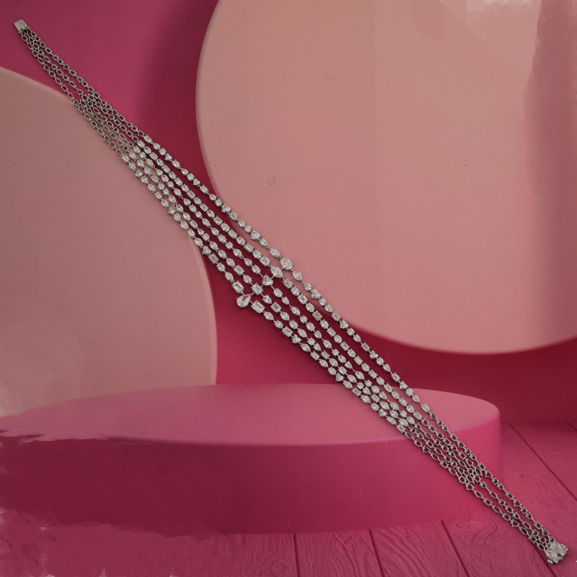 Natürliche 28.07 Karat SI/H Multi Shape Diamant Choker Halskette 18 Karat Weißgold im Zustand „Neu“ im Angebot in Diera, Dubai