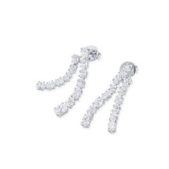 Natural 2.81 Ct. TW, Oval-Cut Diamond Dangle Earrings, 18K White Gold