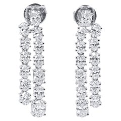 Natural 2.81 Ct. TW, Oval-Cut Diamond Dangle Earrings, 18K White Gold