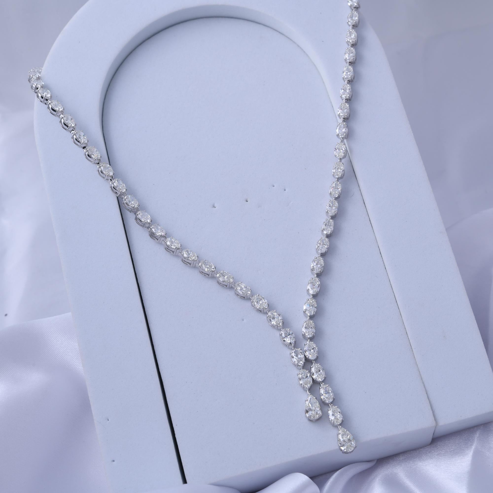 Natürliche 28,23 Karat SI/H Diamant Choker Halskette 18 Karat Weißgold Schmuck (Tropfenschliff) im Angebot