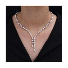 Natürliche 28,23 Karat SI/H Diamant Choker Halskette 18 Karat Weißgold Schmuck