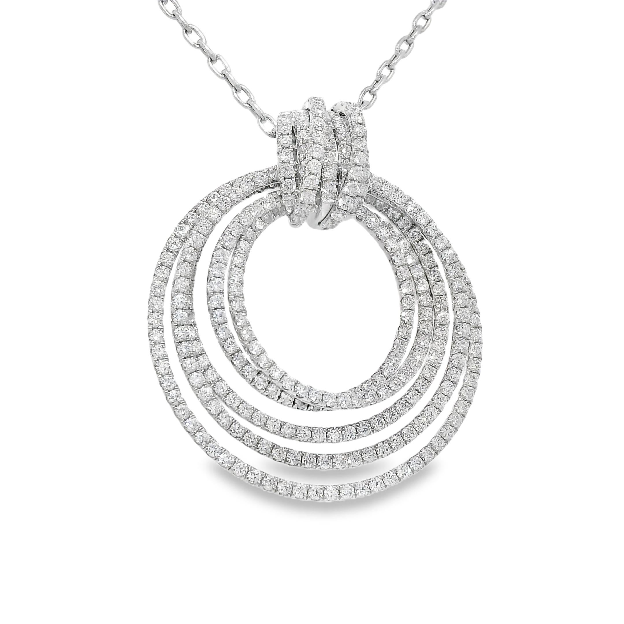 Taglio rotondo Collana a nodi multipli con diamante naturale da 2,85 carati 18 carati In magazzino in vendita