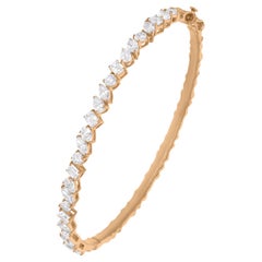 Natural 2.85 Carat Multi Shape Diamond Bangle Fine Bracelet 14 Karat Yellow Gold