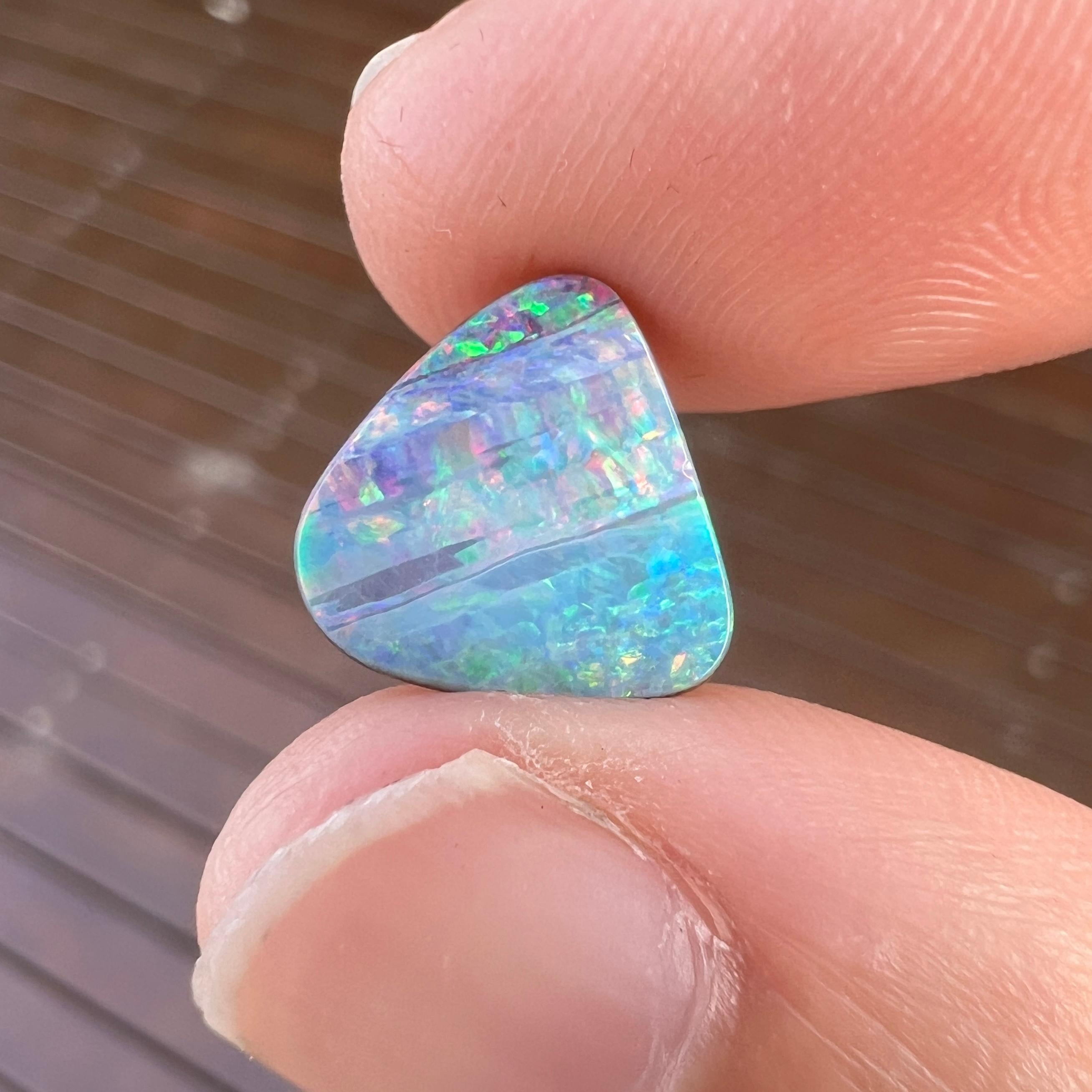 Cabochon Natural 2.85 Ct Australian boulder opal mined by Sue Cooper For Sale