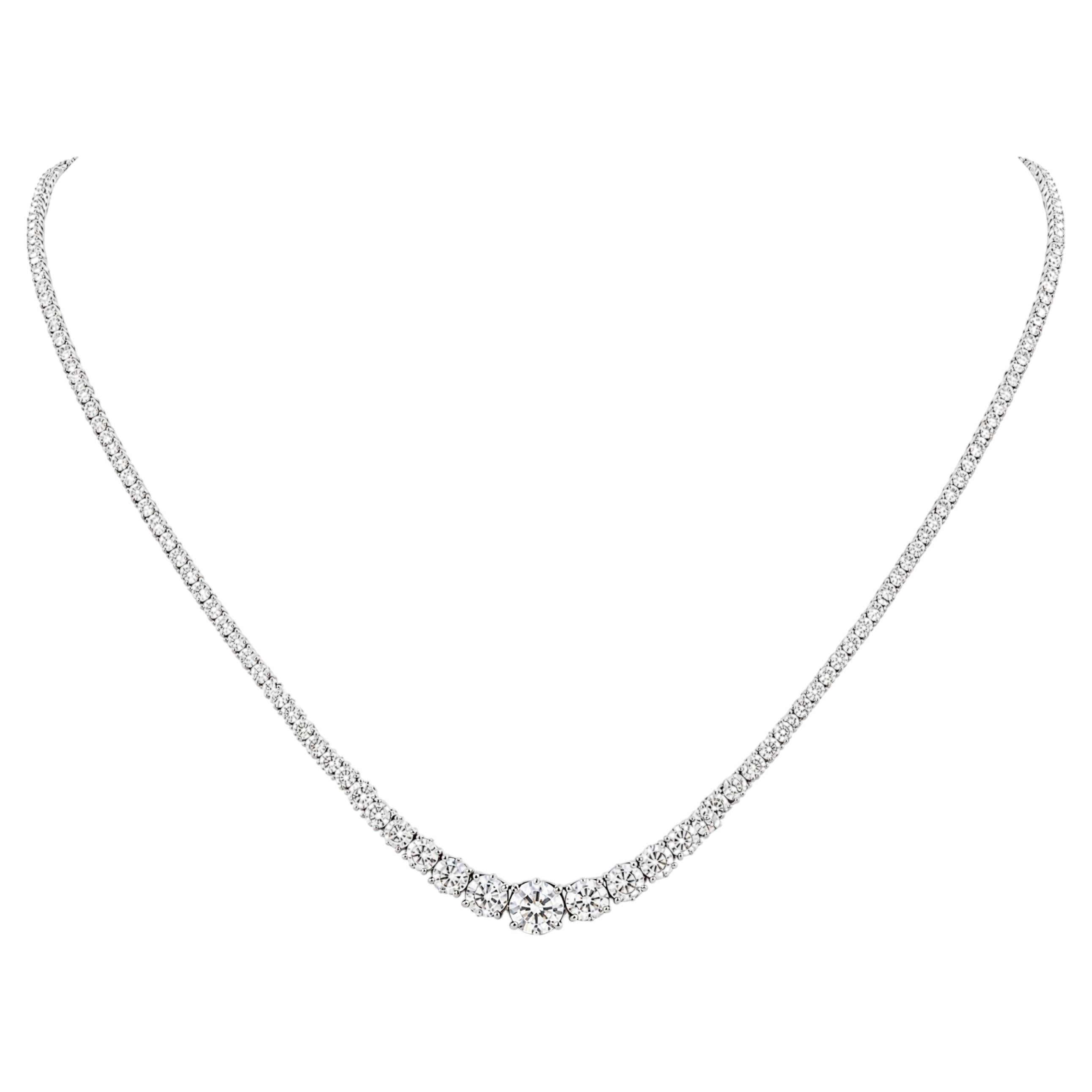 14K White Gold 2.86ct Natural Diamond Graduated Necklace, Birthday Gifts For Her