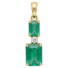 Emerald and Diamond Pendant in 14K Gold, 2.86ct Emerald, New Design