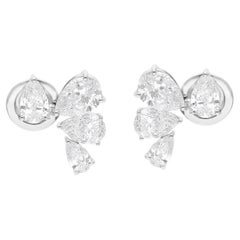 Orecchini con diamante naturale a pera da 2,88 carati Gioielli fatti a mano in oro bianco 18 carati