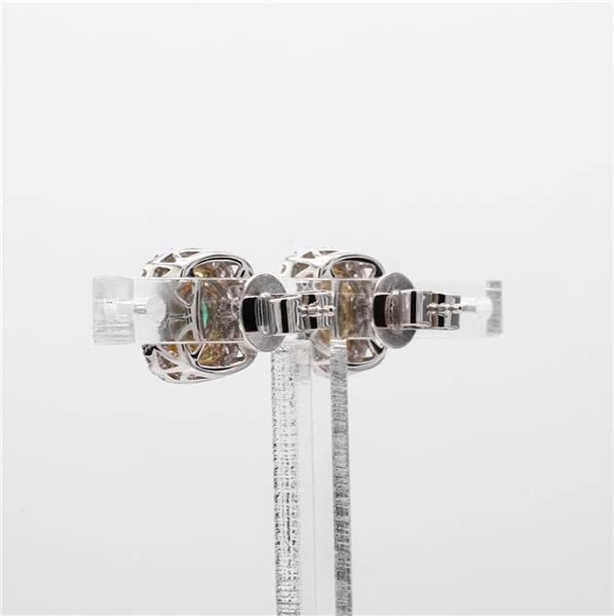 Round Cut Natural Round Emerald and White Diamond .91 Carat TW Gold Stud Earrings For Sale