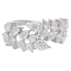 Natural 2.90 Ct. SI/HI Pear Diamond Wrap Ring 18 Karat Solid White Gold Jewelry