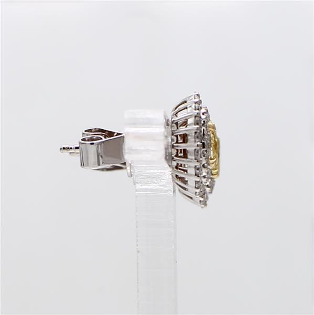 Women's Natural Yellow Oval and White Diamond 1.02 Carat TW Gold Stud Earrings