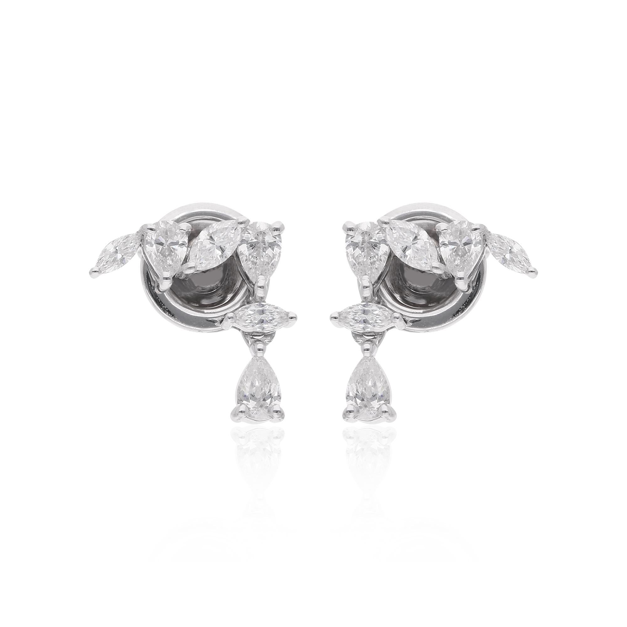 Modern Natural 2.91 Carat Marquise & Pear Diamond Earrings 14 Karat White Gold Jewelry For Sale