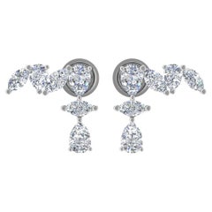 Natural 2.91 Carat Marquise & Pear Diamond Earrings 18 Karat White Gold Jewelry