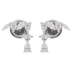 Natural 2.91 Carat SI/H Marquise Pear Diamond Earrings 14 Karat White Gold