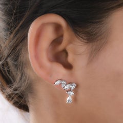 Nature 2.91 Carat SI/H Marquise Pear Earrings 18 Karat White Gold