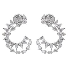 Orecchini di diamanti a pera da 2,93 carati naturali, purezza SI e colore HI, oro bianco 18 carati