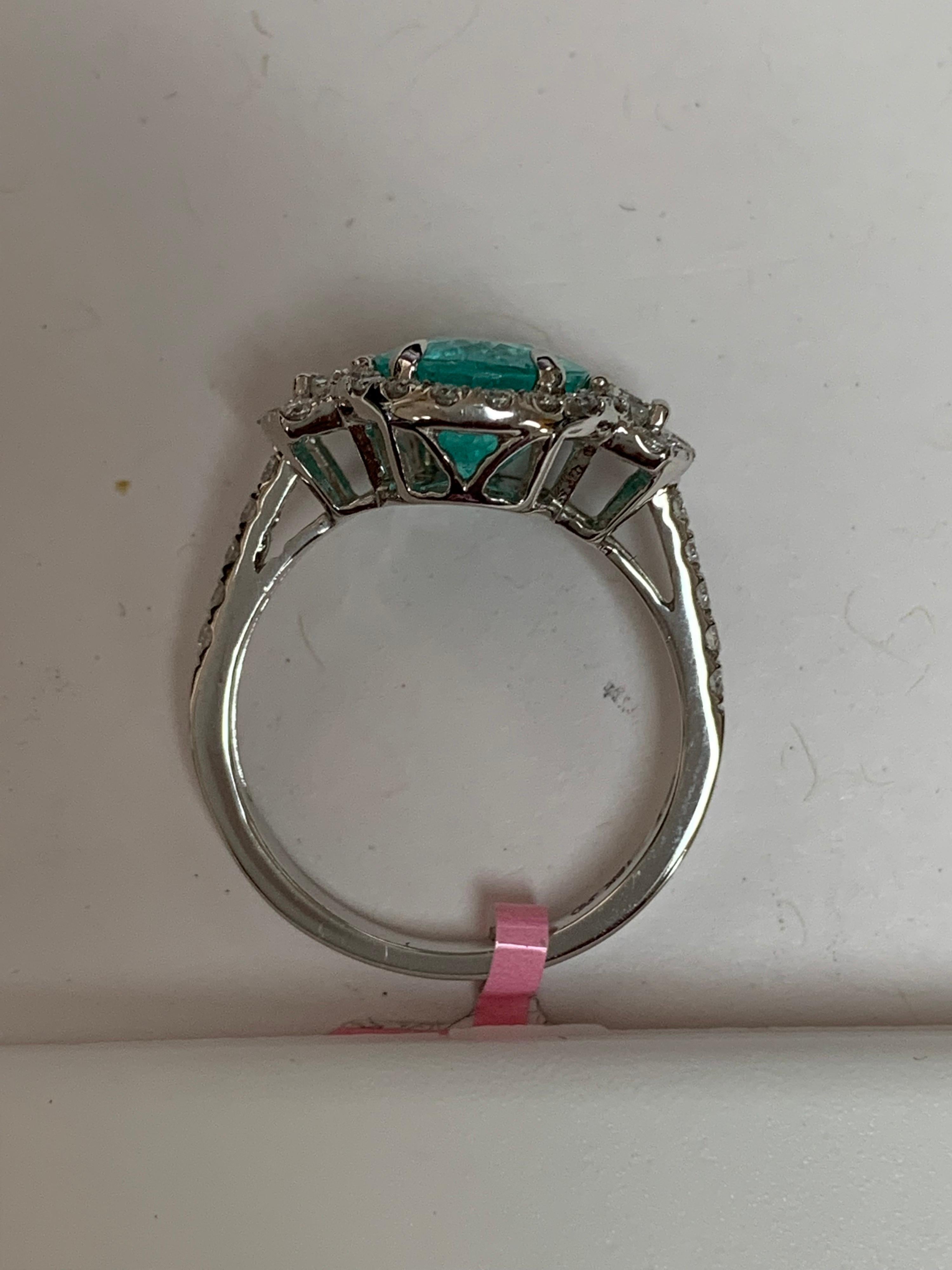 Natural 2.95 Carat Copper Bearing Tourmaline Ring In New Condition In Trumbull, CT