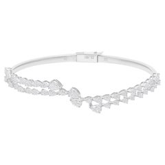 Natural 2.95 Carat SI/H Pear Diamond Bangle Bracelet 18 Karat White Gold Jewelry