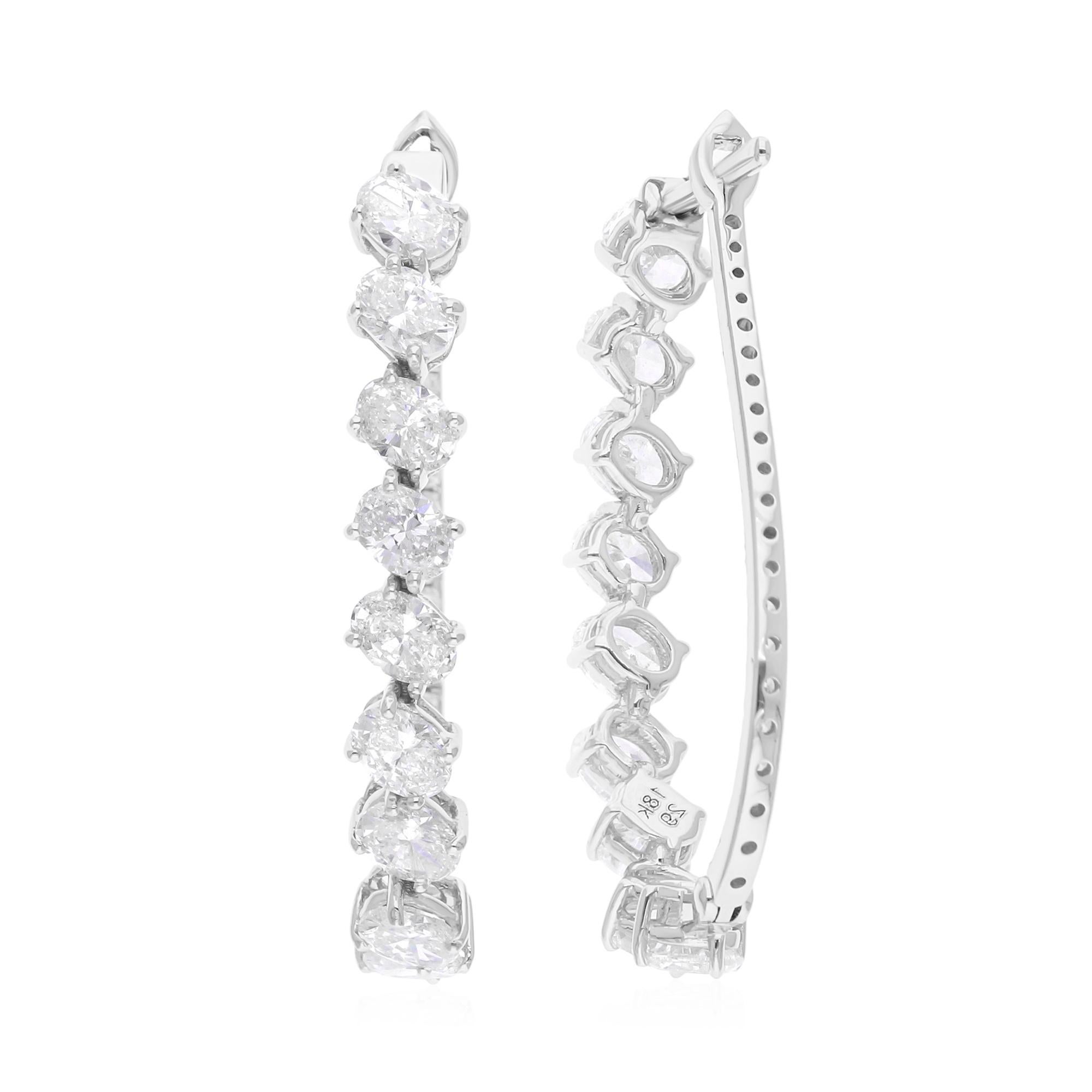 Moderne Boucles d'oreilles en or blanc 18 carats avec diamants naturels de 2,96 carats SI/H de taille brillants multiples en vente