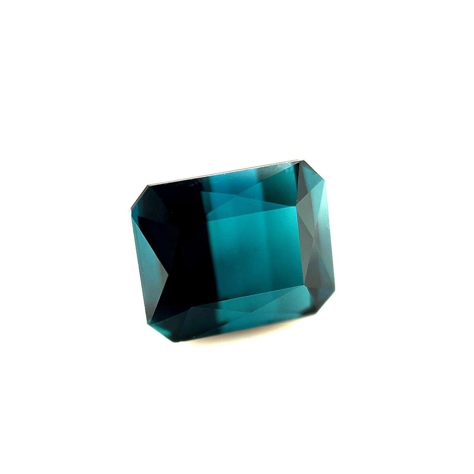Natural 2.97ct Deep Blue Indicolite Tourmaline Octagon Emerald Cut