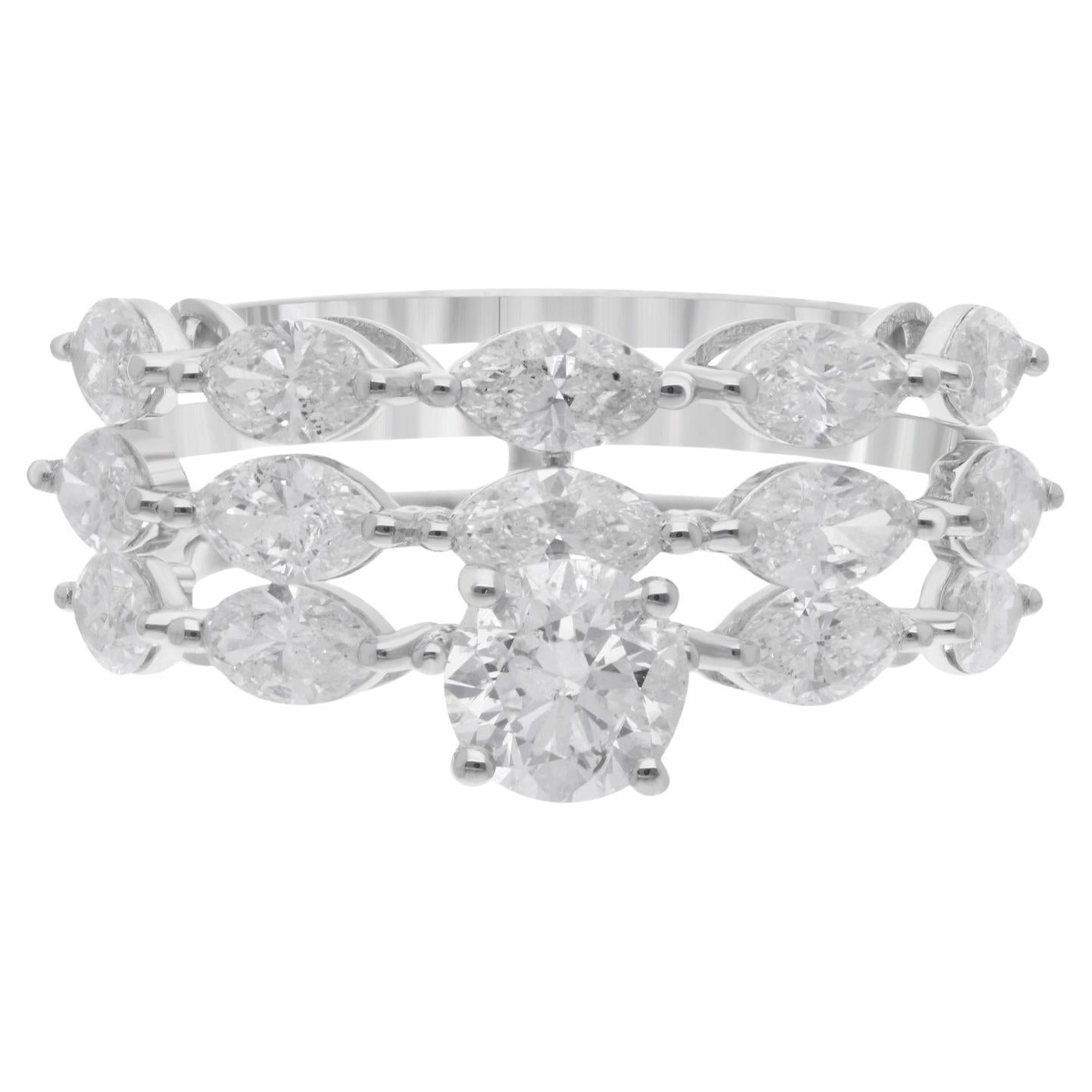 Natürlicher 2,98 Karat Diamant Verlobungsring 18 Karat Weißgold Feiner Schmuck