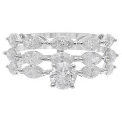 Natürlicher 2,98 Karat Diamant Verlobungsring 18 Karat Weißgold Feiner Schmuck