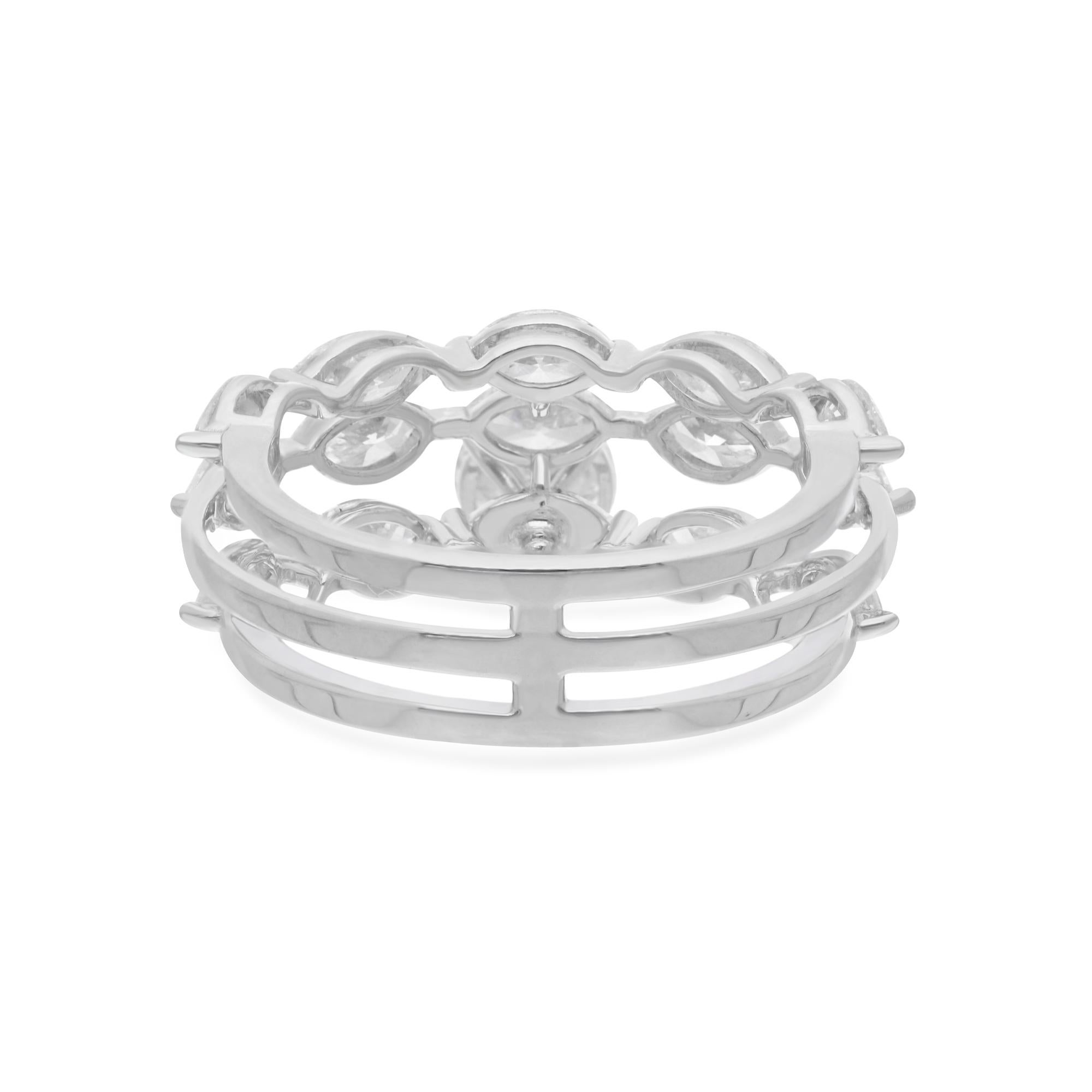 Modern Natural 2.98 Carat Marquise Round Diamond Ring 14 Karat White Gold Fine Jewelry For Sale