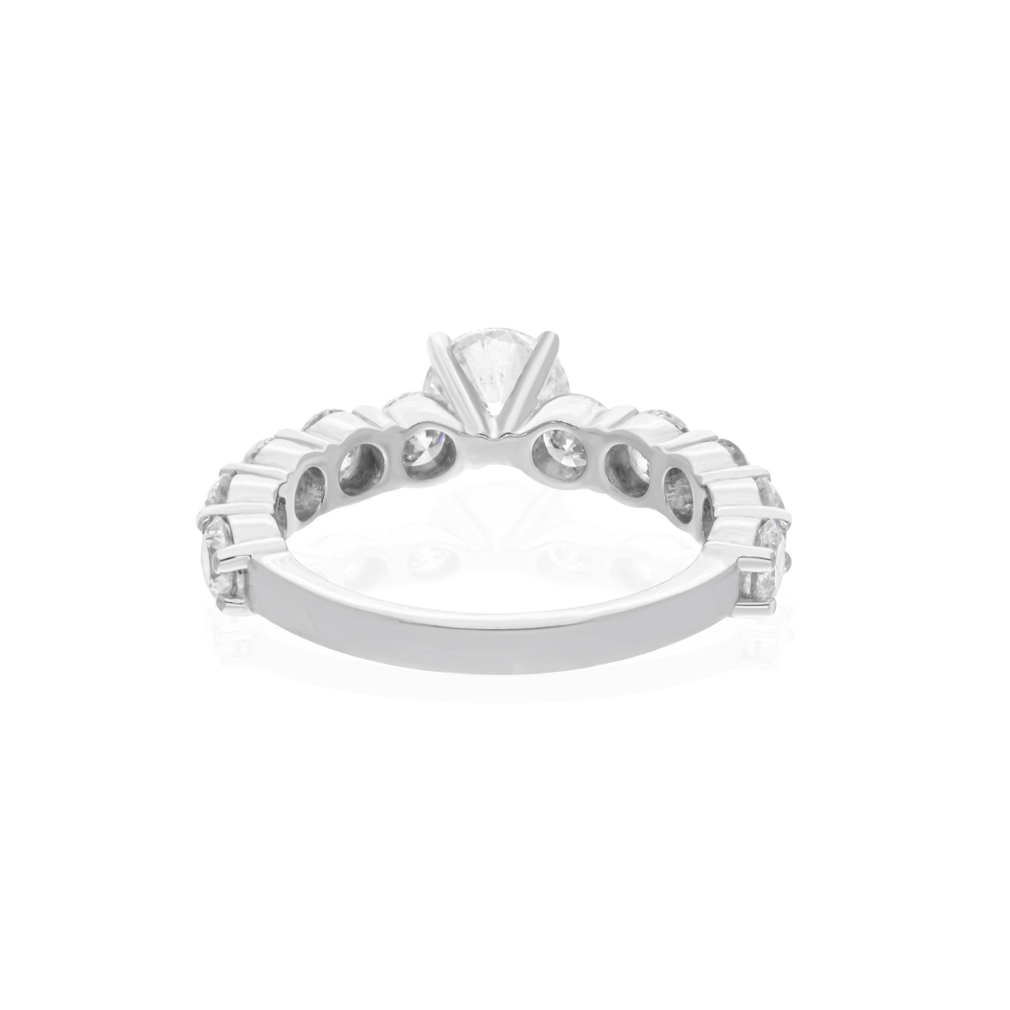 Modern Natural 2.98 Carat SI Clarity HI Color Diamond Ring 14 Karat White Gold Jewelry For Sale