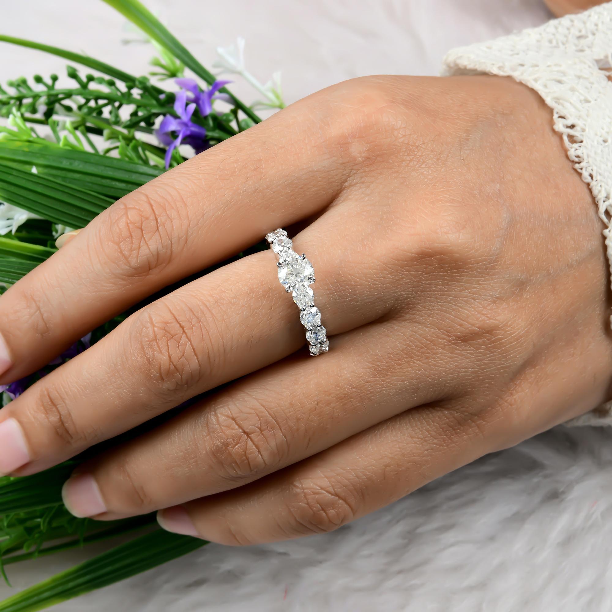 Women's Natural 2.98 Carat SI Clarity HI Color Diamond Ring 14 Karat White Gold Jewelry For Sale
