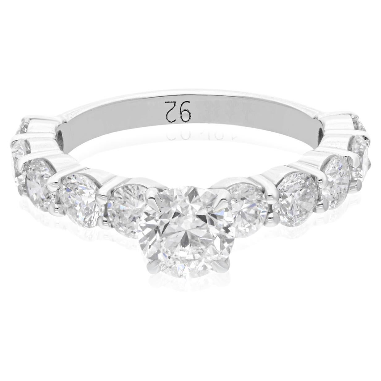 Natural 2.98 Carat SI Clarity HI Color Diamond Ring 14 Karat White Gold Jewelry