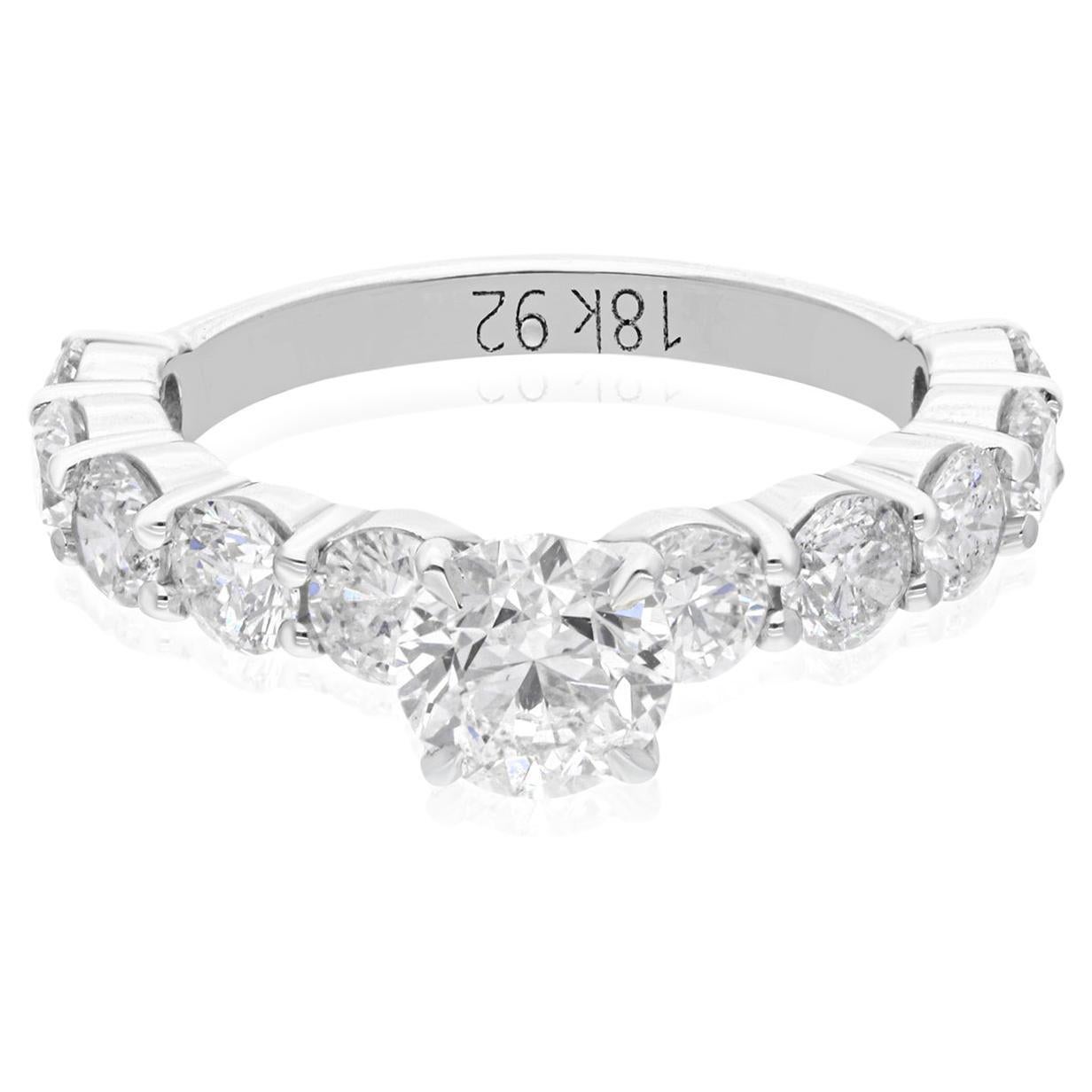 Bague en or blanc 18 carats avec diamant naturel de 2,98 carats de pureté SI de couleur hi-colore