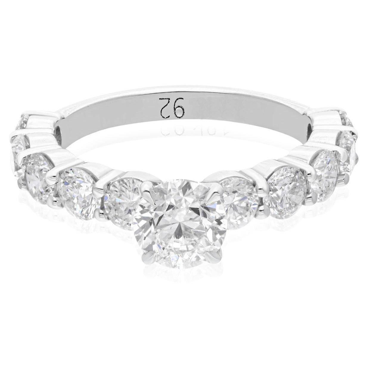 Natürlicher natürlicher 2,98 Karat SI Reinheit HI Farbe Diamantring 18 Karat Weißgold Schmuck im Angebot