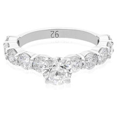 Anillo de diamantes naturales de 2,98 quilates con claridad SI y color HI Joyas de oro blanco de 18 quilates