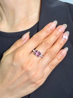 Natural 2.99 Carat Pink Spinel and Diamond Cocktail Ring Set in 18 Karat Gold