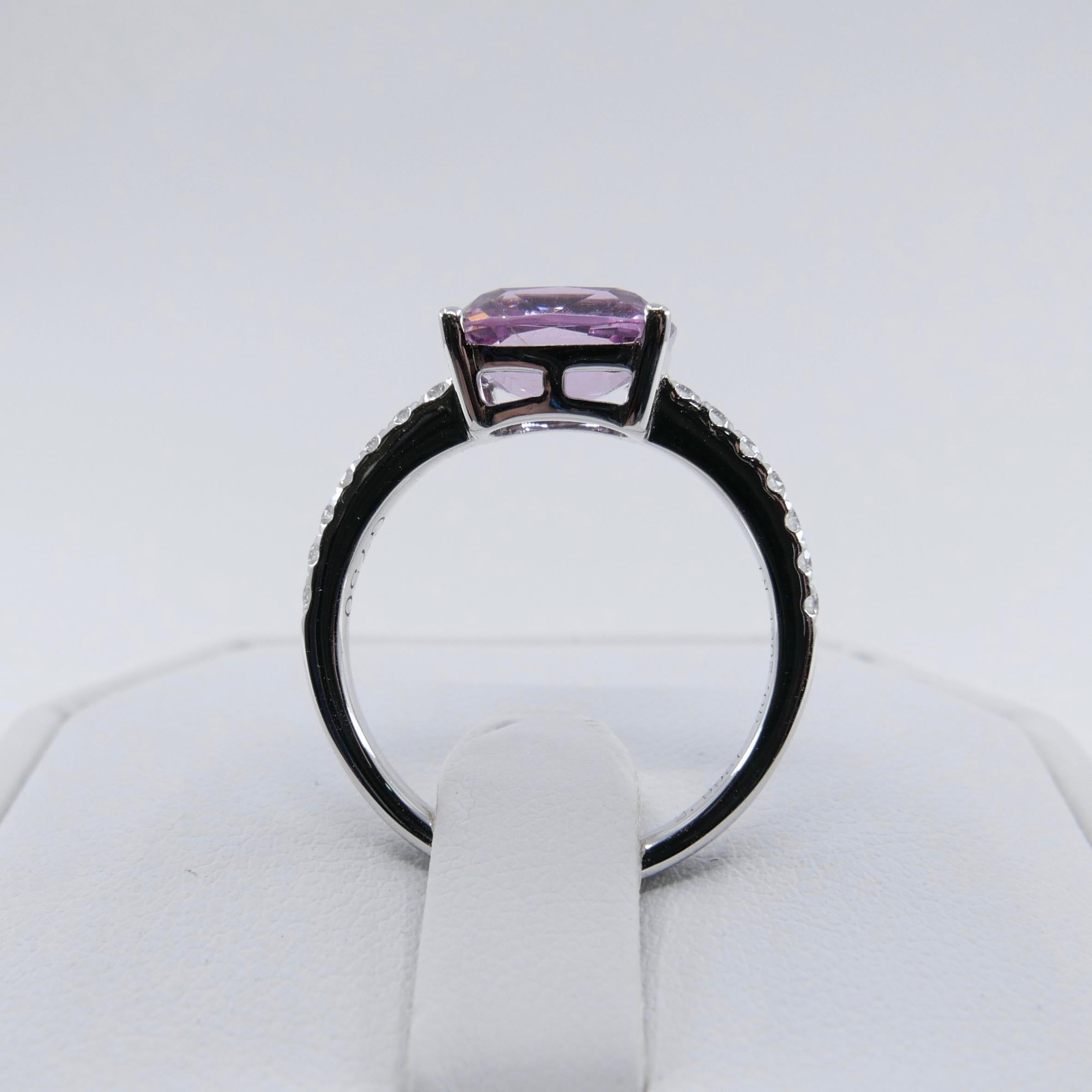 Natural 2.99 Carat Purple Spinel and Diamond Ring Set in 18 Karat White Gold 5